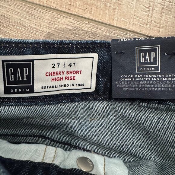 Gap Denim Cheeky High-Rise Cutoff Shorts 27 Tall Dark Wash Low Stretch NEW - Picture 4 of 8